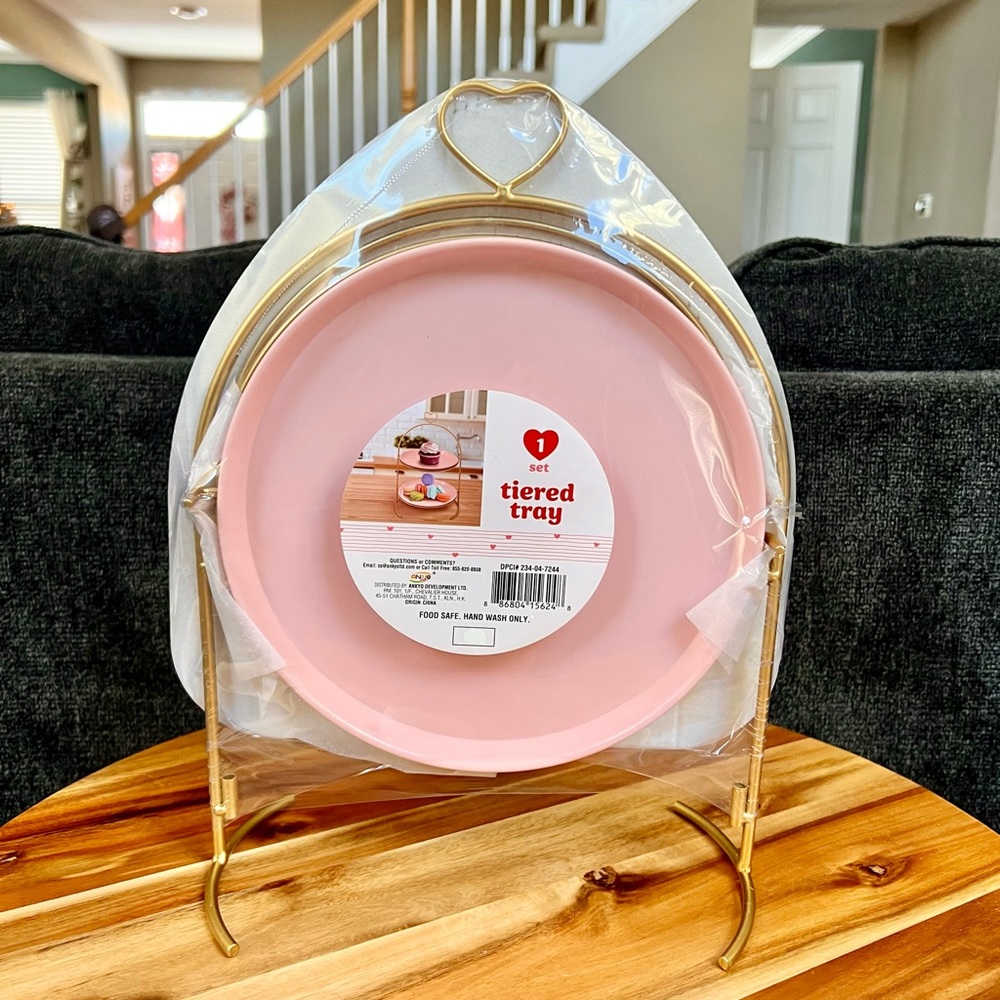 Target Bullseye 2024 Valentine’s Pink and Gold Tiered Tray